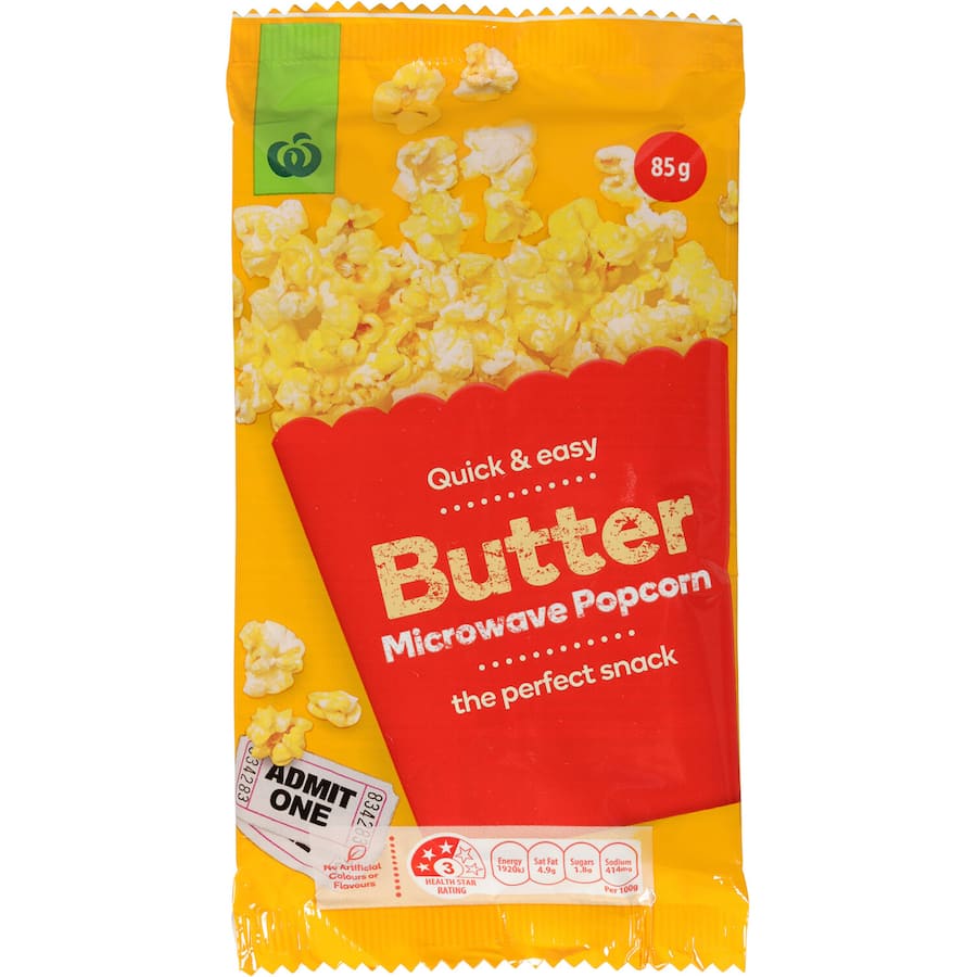 Woolworths Popcorn Microwave Butter 85g