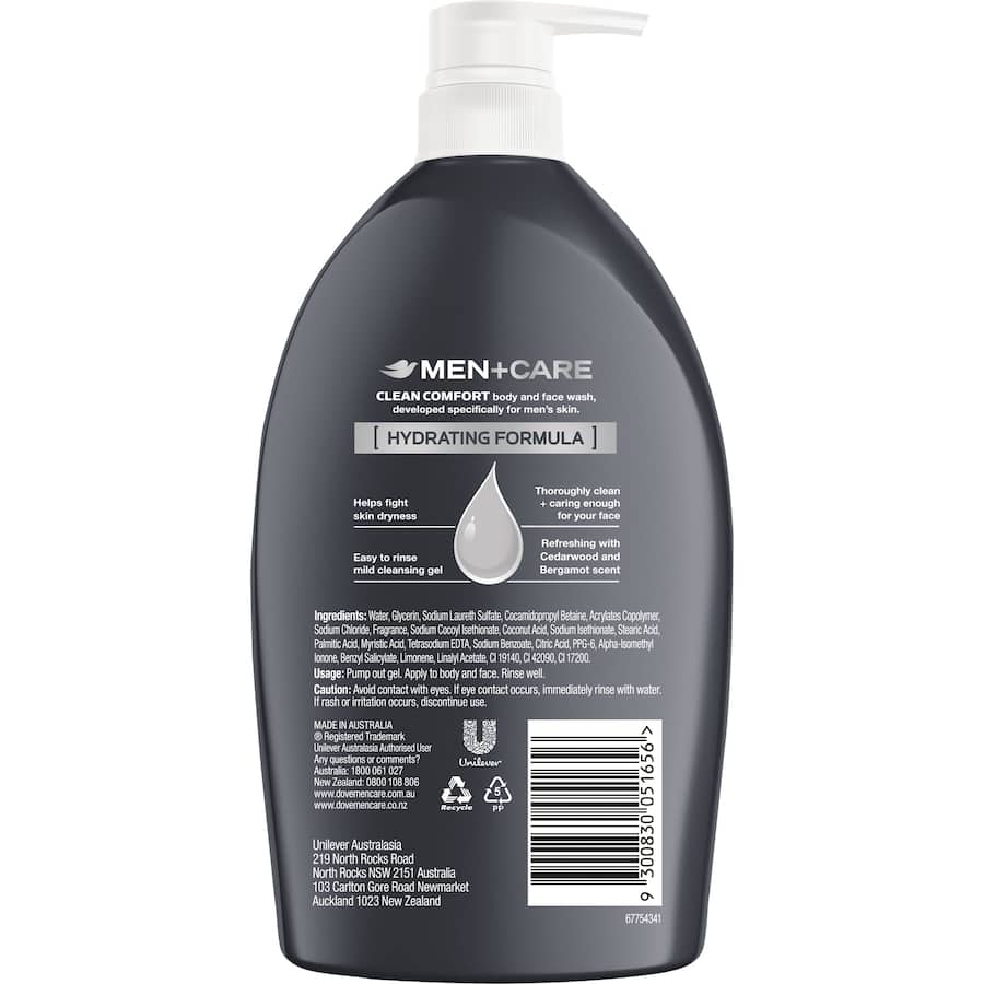 Dove Men + Care Body Wash Clean Comfort 1L