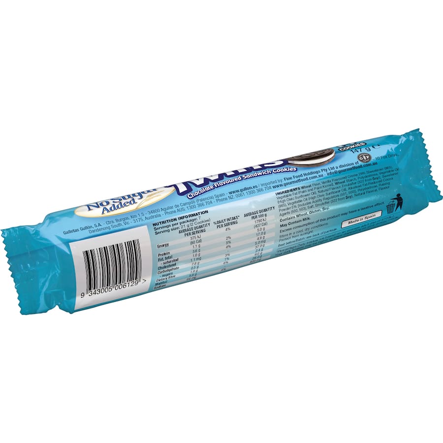 Gullon No Added Sugar Biscuits Choc Twins