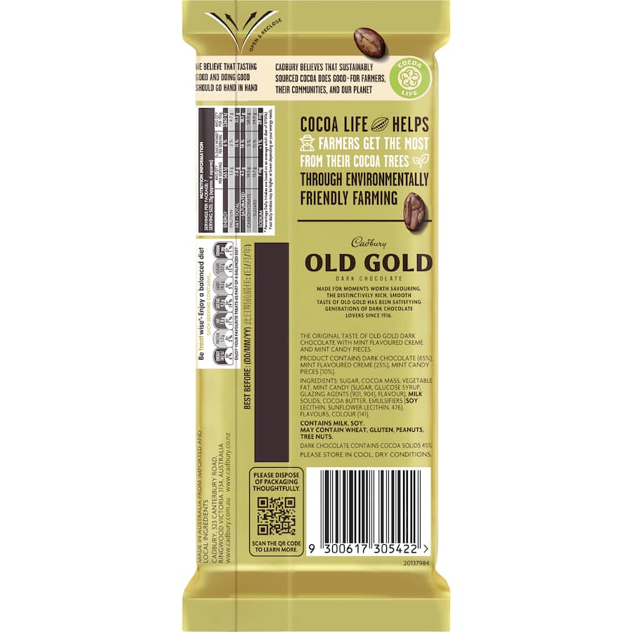 Cadbury Chocolate Old Gold Mint Slice 176g