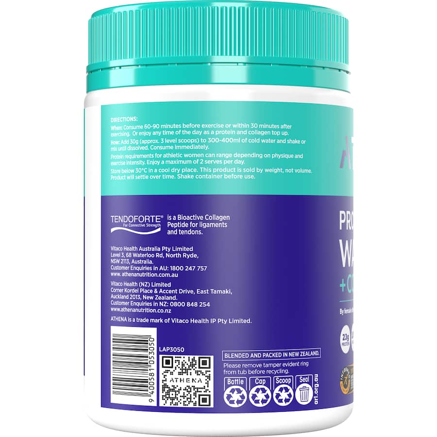 Athena Protein Water + Collagen in Mango flavor offers refreshing hydration with whey protein and bioactive collagen for recovery.