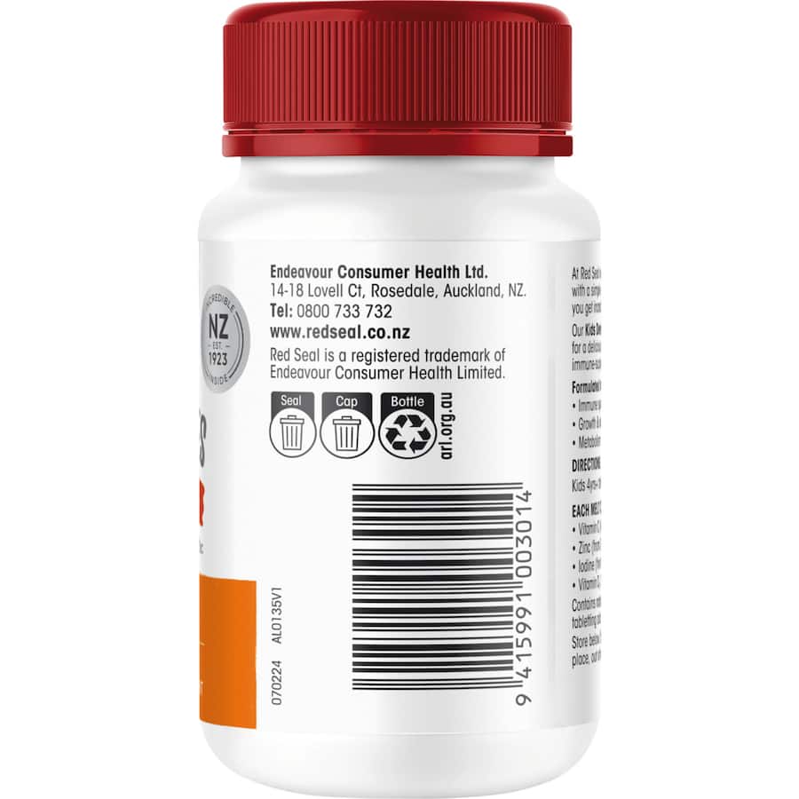 Orange-flavored melties for kids with Vitamin C & Zinc, supporting immune health in a tasty, natural format.