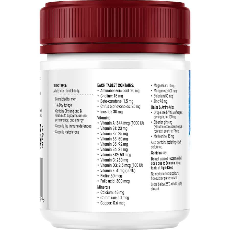 Red Seal Multi Vitamin for Men: essential daily supplement for energy, immunity, and overall vitality with natural ingredients.