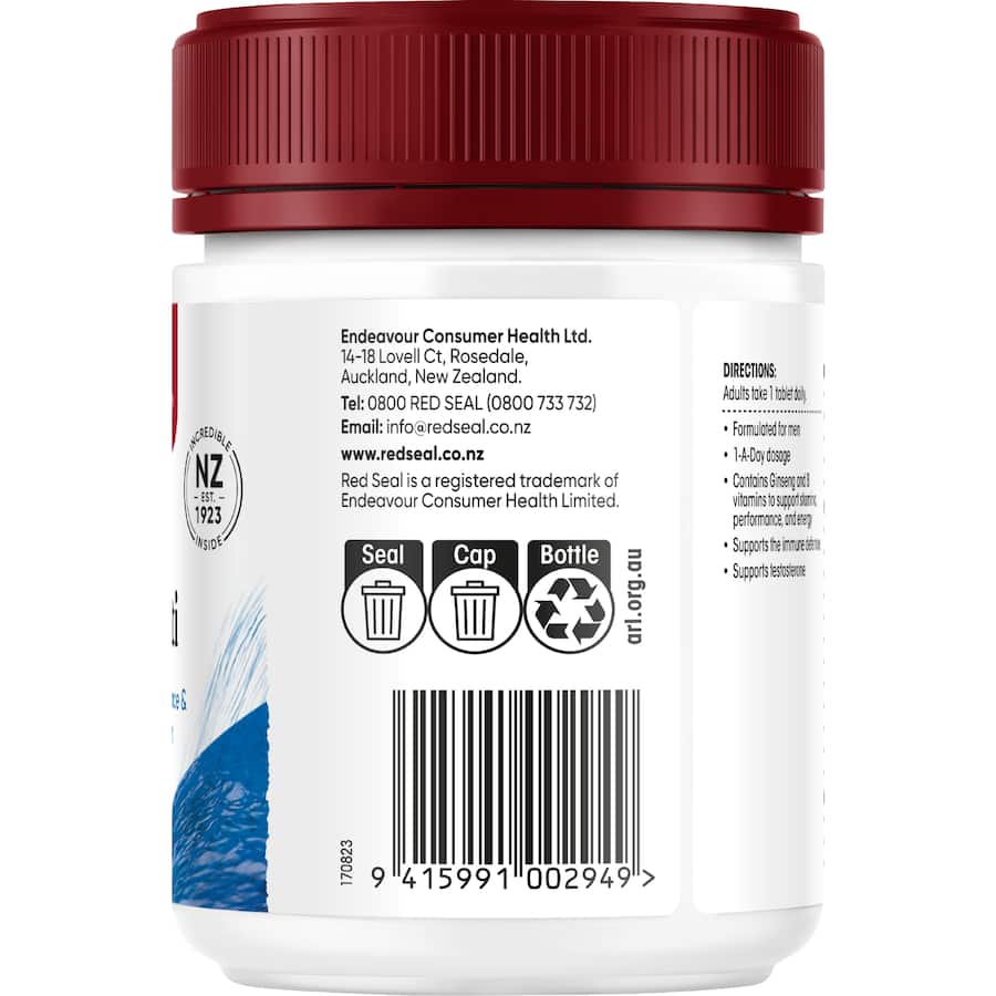 Red Seal Multi Vitamin for Men: essential vitamins and minerals to support energy, immunity, and overall vitality.