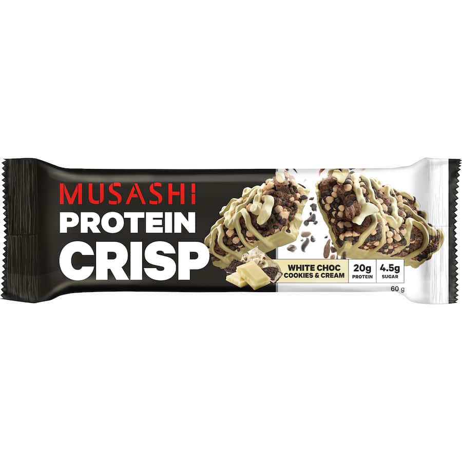Musashi Protein Bar Crisp White Choc Cookies & Cream 60g