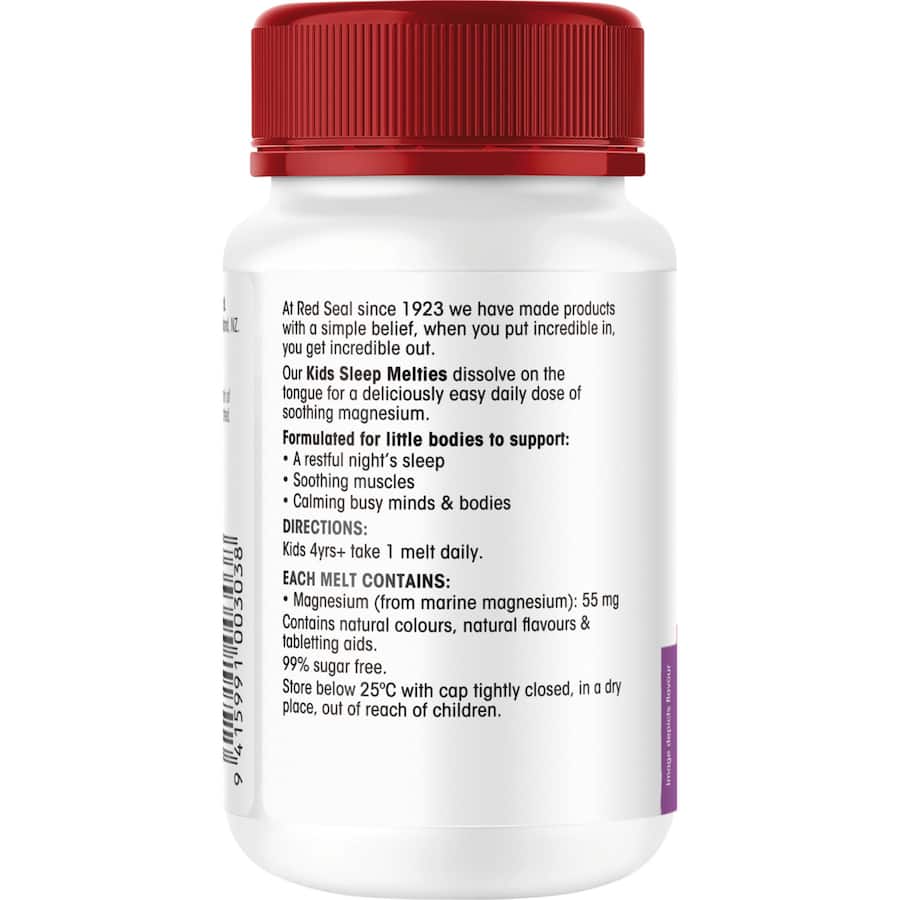 Strawberry-flavored magnesium gummies for kids, promoting relaxation and better sleep in a fun, melt-in-your-mouth treat.