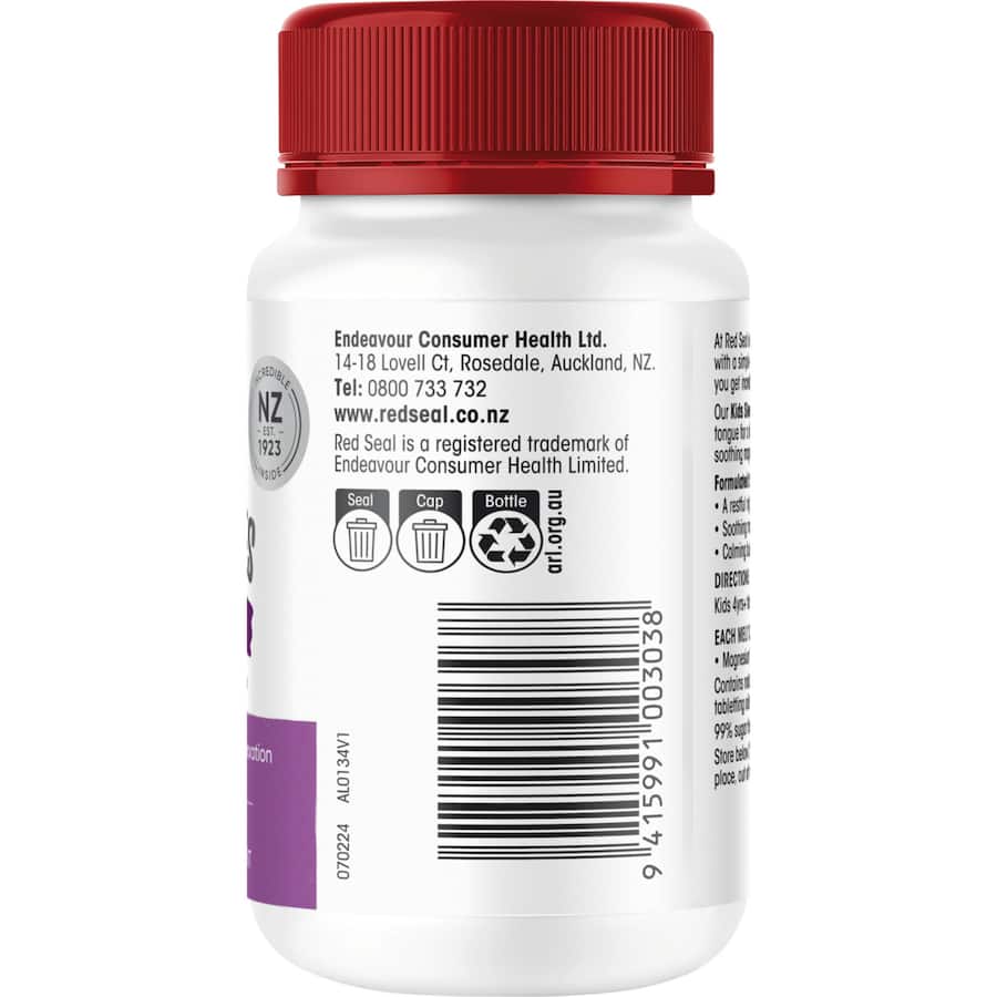 Strawberry-flavored magnesium sleep melts for kids, promoting relaxation and better sleep in a fun, chewable form.