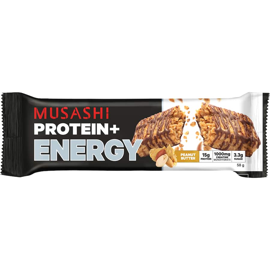 Peanut butter protein bar with 15g carbs and low-sugar blend for energy, ideal for athletes and fitness enthusiasts.