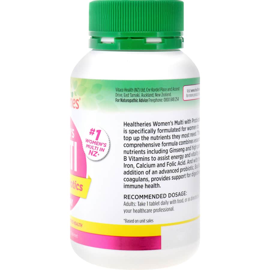 Healtheries Women's Multi One A Day, a daily multivitamin packed with essential vitamins and minerals for women’s health.