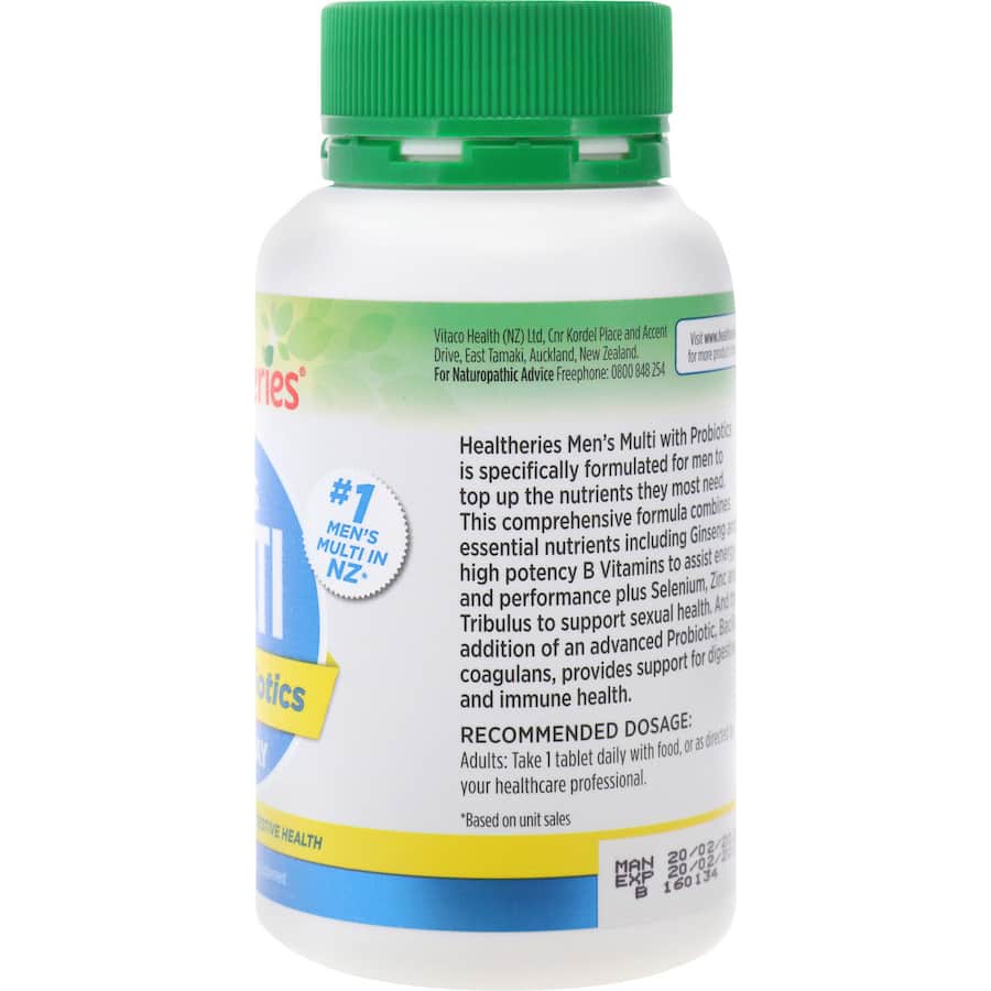 Healtheries Men's Multi One A Day multivitamin bottle, designed for energy support and overall male wellbeing.