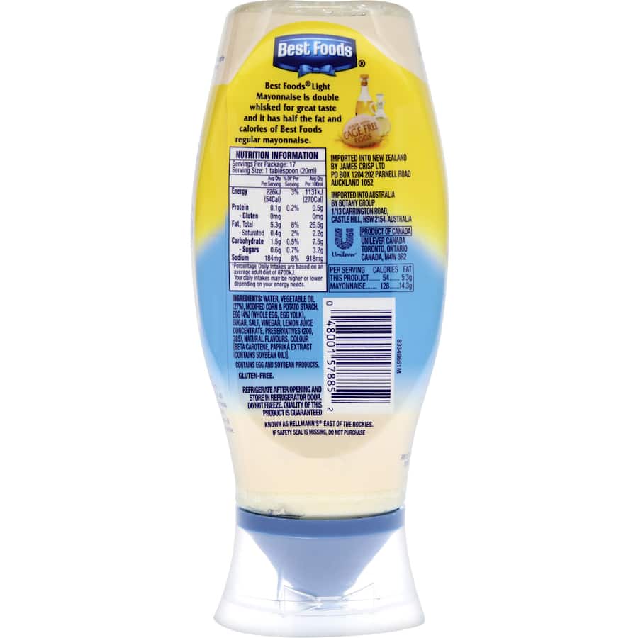 Best Foods Mayonnaise Light Squeeze bottle 340mL
