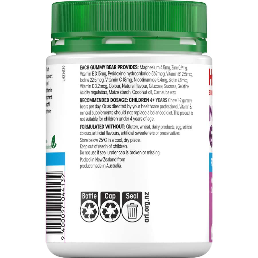 Healtheries Kids Multi Vitamins Gummies in fruity flavors, supporting growth with essential vitamins and minerals for kids' health.