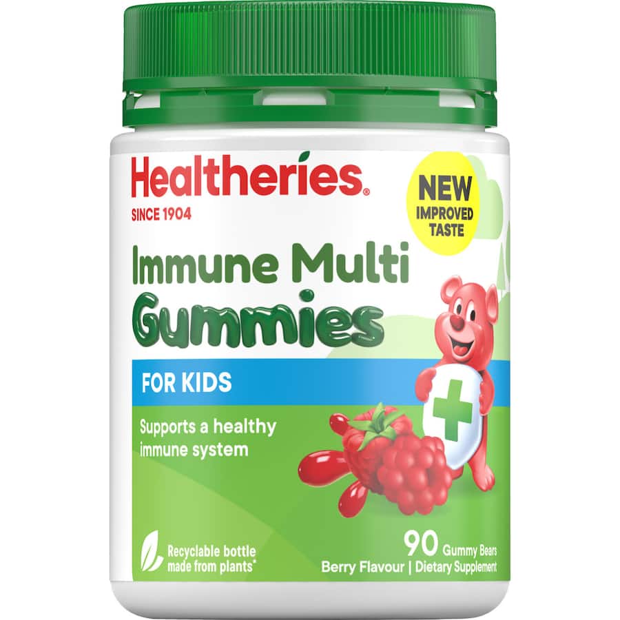 Healtheries Kids Immune Multi Gummies, flavorful immune support for children with essential vitamins and minerals.