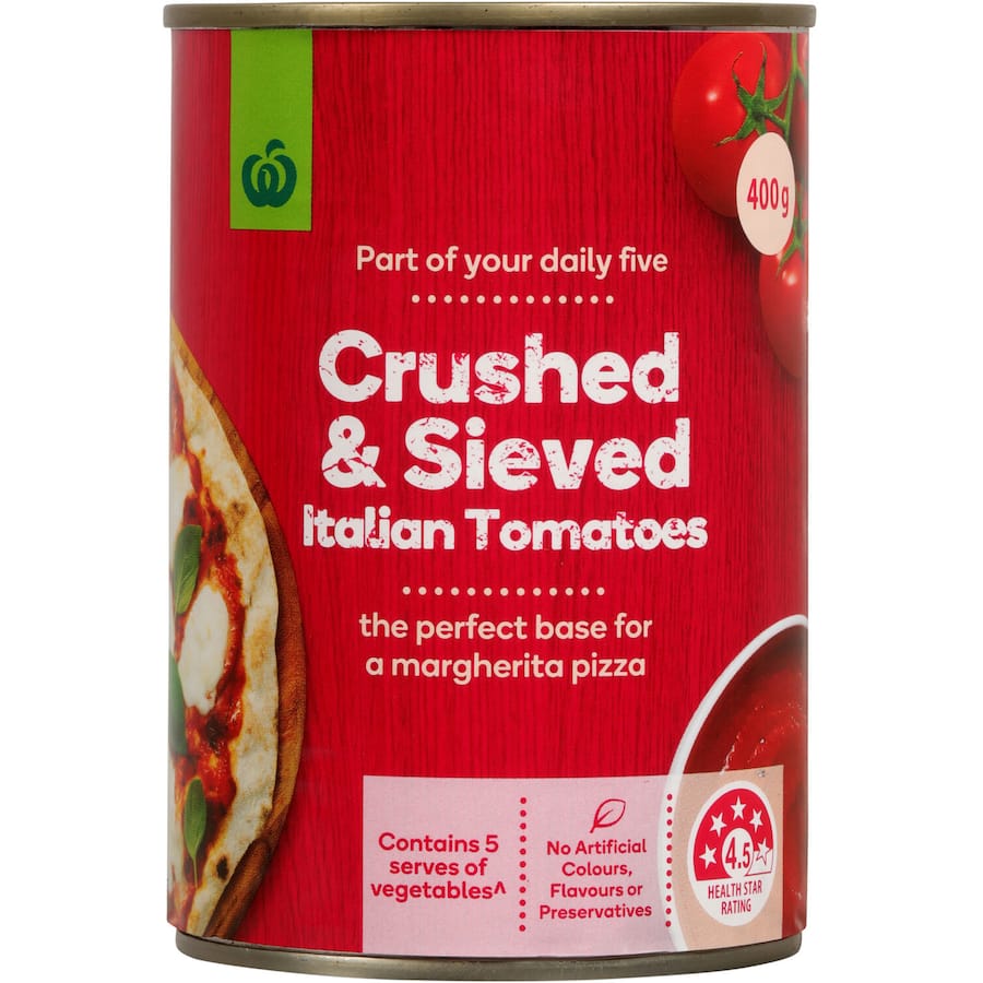Woolworths Crushed & Sieved Tomatoes Italian Can 400g