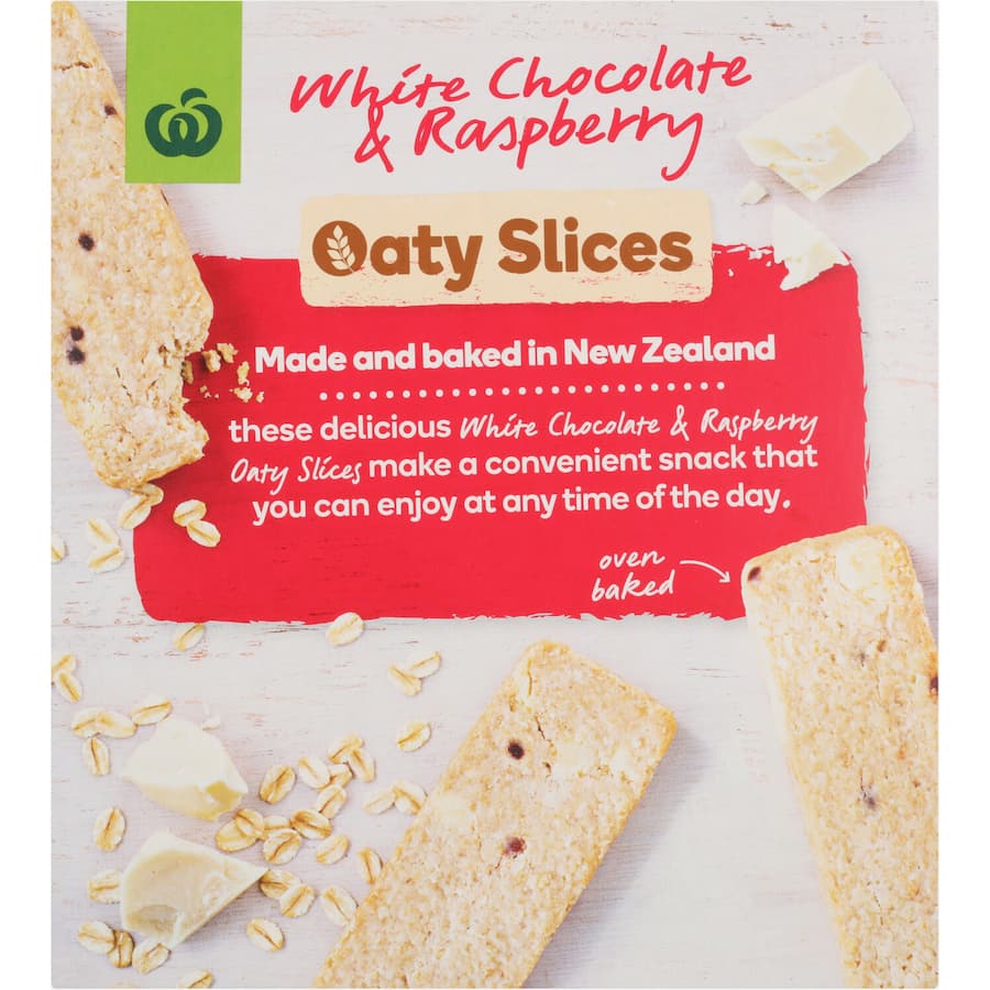 Woolworths Oaty Slices Oat Bars White Choc & Raspberry 6pk 240g
