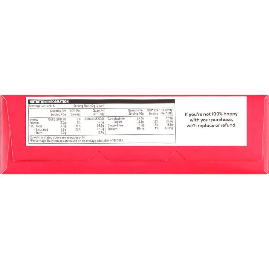 Woolworths Oaty Slices Oat Bars White Choc & Raspberry 6pk 240g