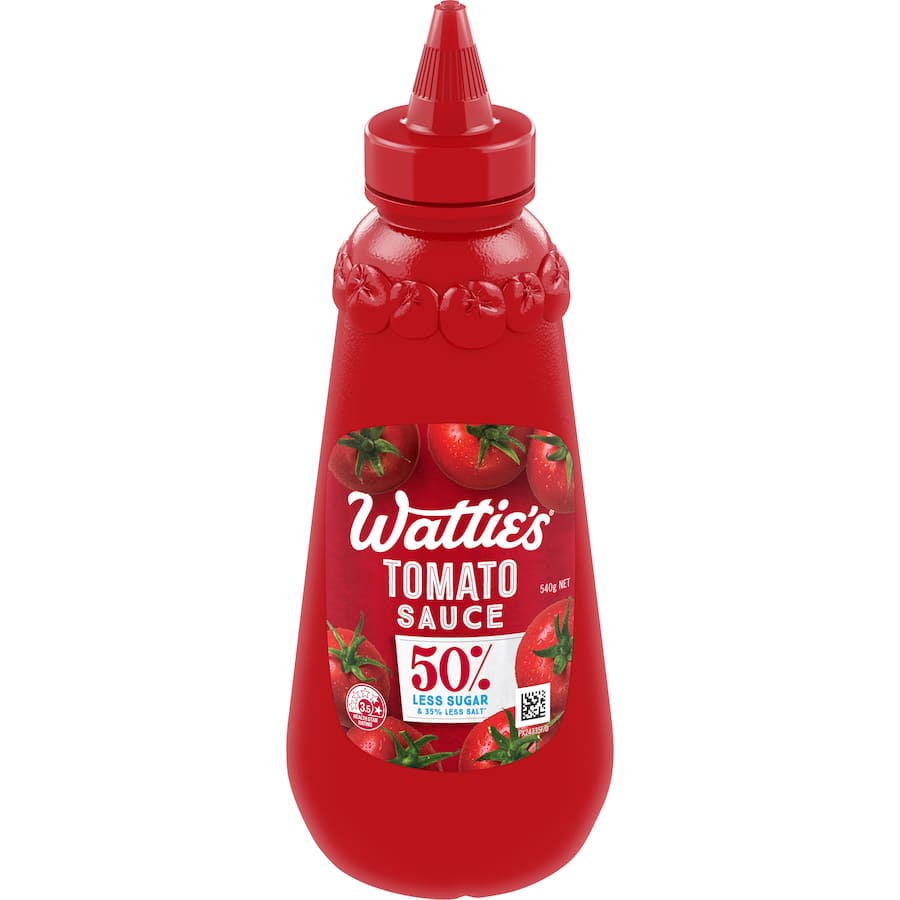 Watties Tomato Sauce 50% Less Sugar Squeeze bottle 540g