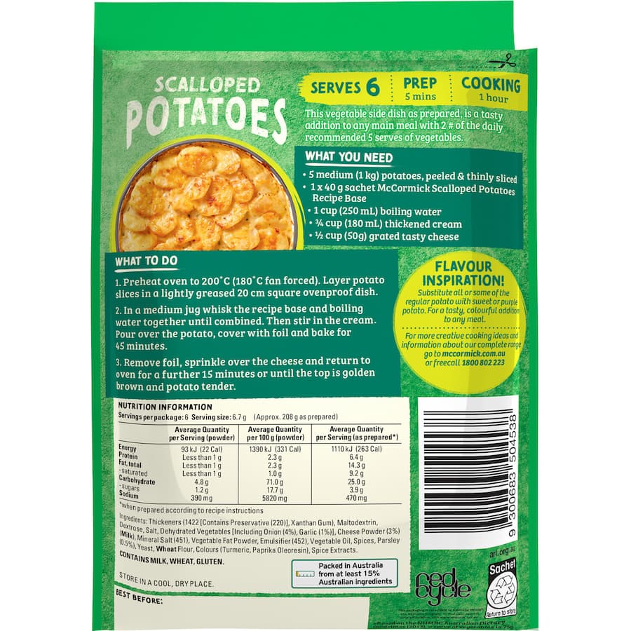 Mccormick Produce Partners Recipe Base Scalloped Potato Sachet 40g