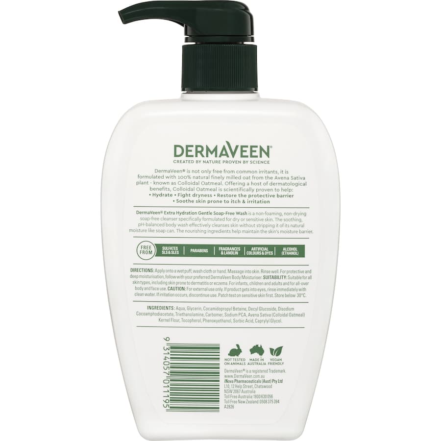 Dermaveen Body Wash Extra Gentle Soap Free Pump 500mL