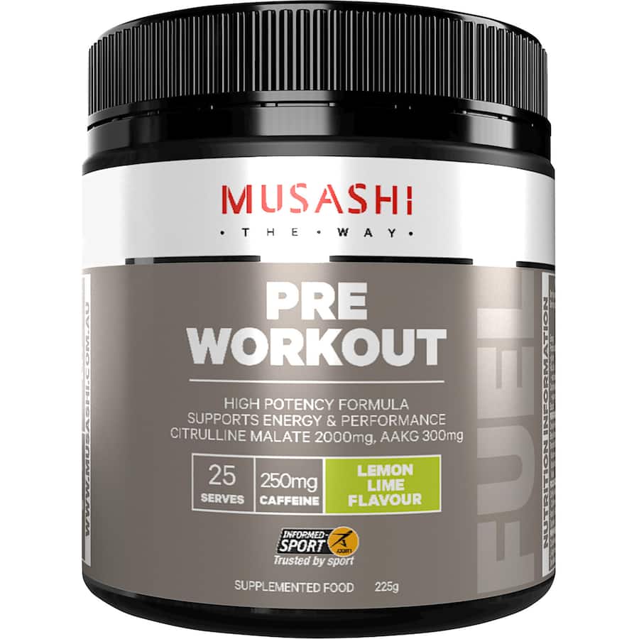 Musashi Pre-workout Protein Powder Lemon Lime Energy Performance 225g
