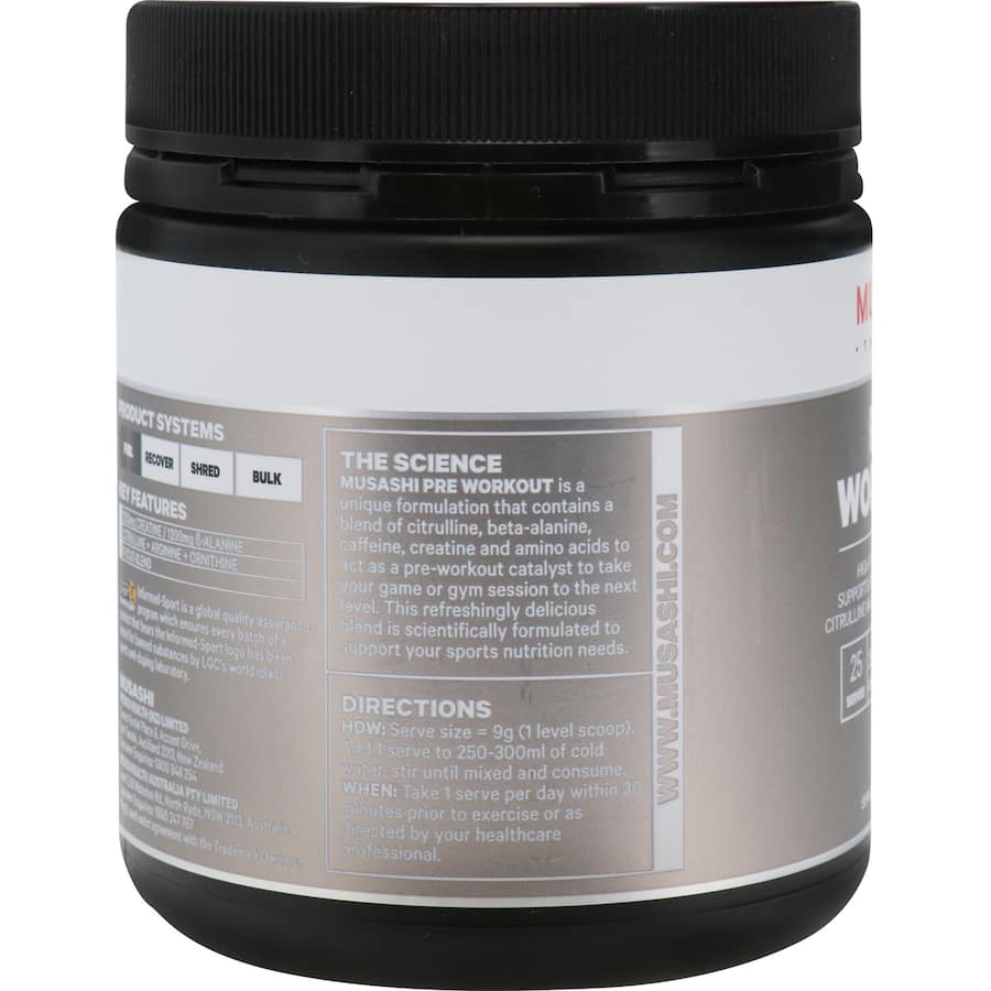 Musashi Pre-workout Protein Powder Lemon Lime Energy Performance 225g