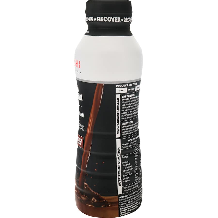 Musashi High Protein Shake in Iced Chocolate, offering 30g protein for muscle recovery in a convenient ready-to-drink format.