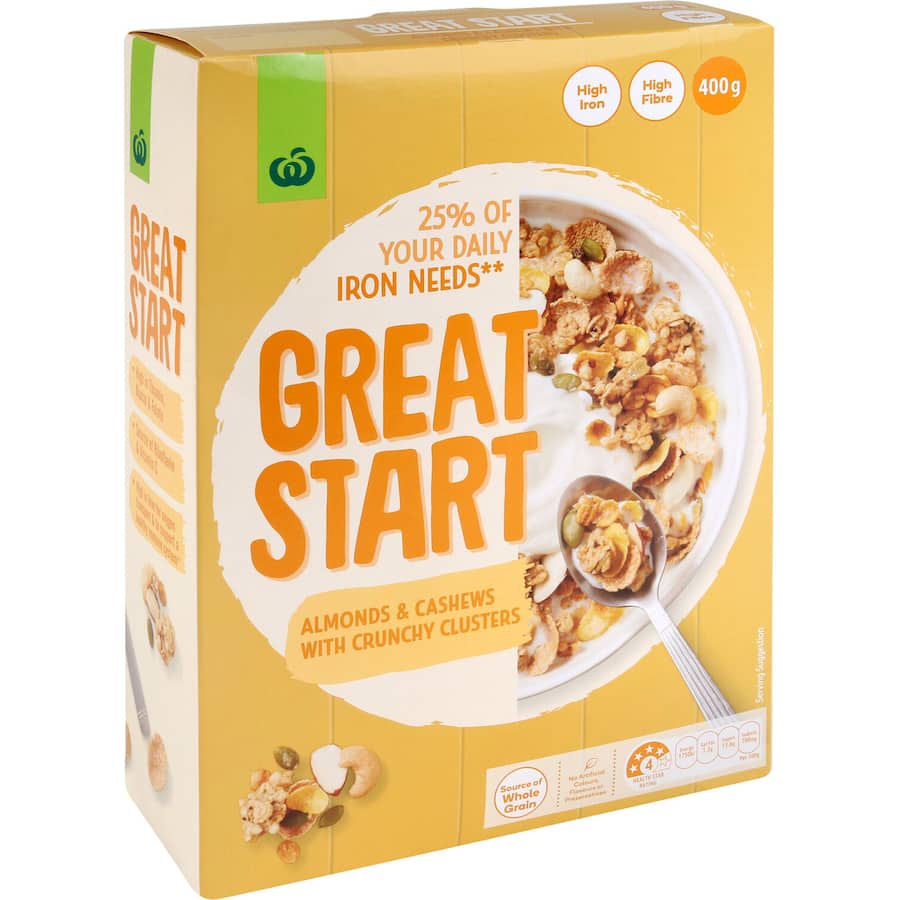 Woolworths Great Start Cereal Almond & Honey 400g