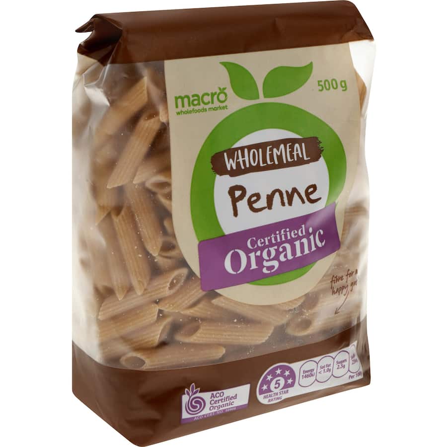 Macro Organic Pasta Penne Wholemeal 500g
