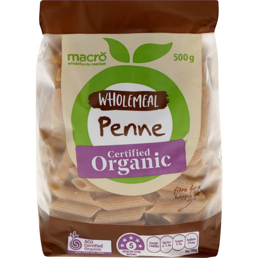 Macro Organic Pasta Penne Wholemeal 500g
