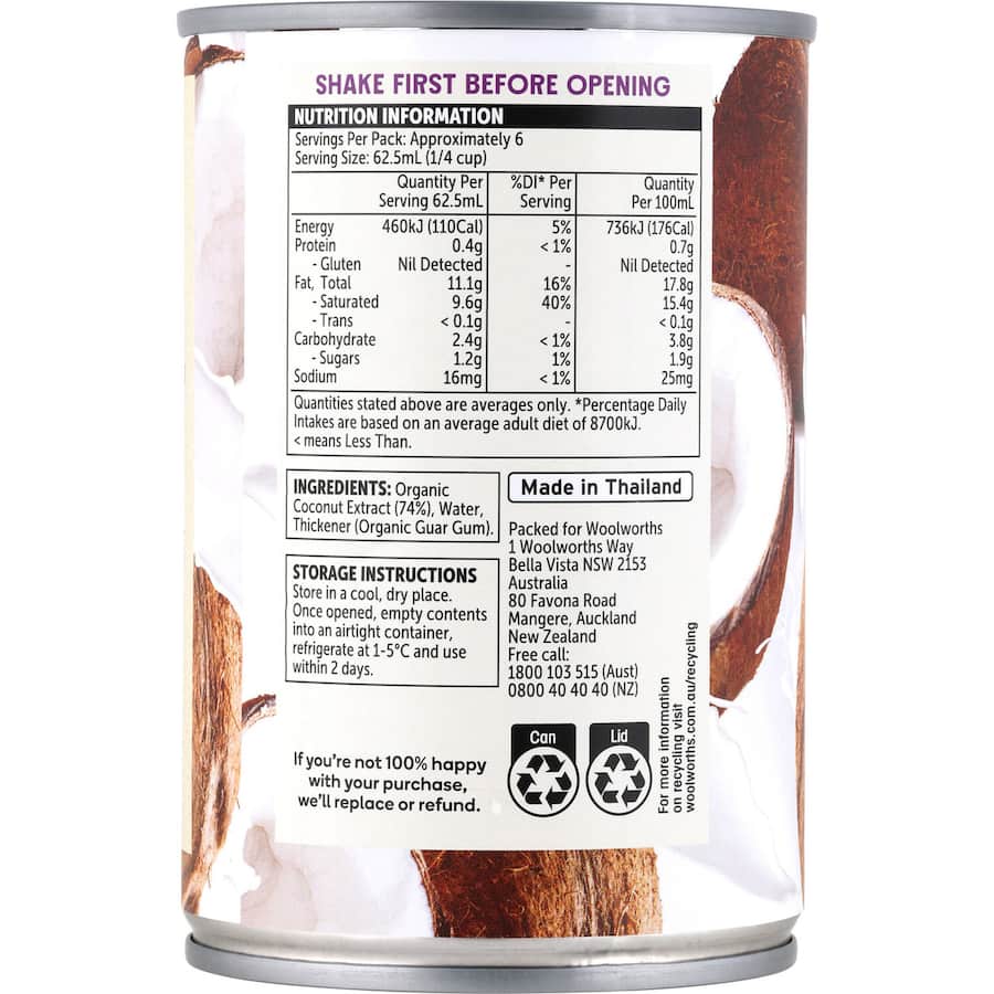Macro Organic Coconut Milk Tear tab can 400mL