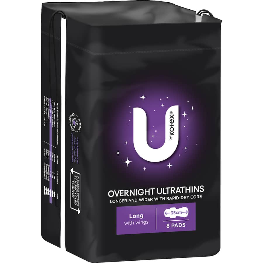 U By Kotex Ultrathins Pads Overnight Long With Wings 8pack