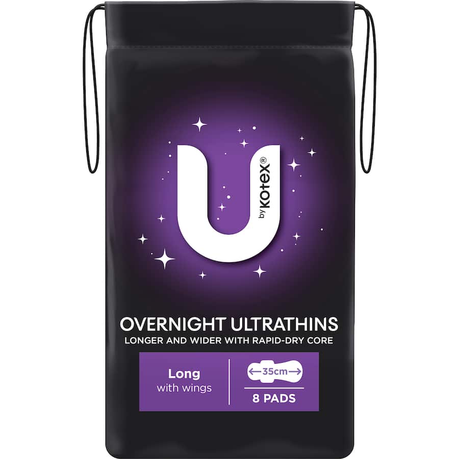 U By Kotex Ultrathins Pads Overnight Long With Wings 8pack