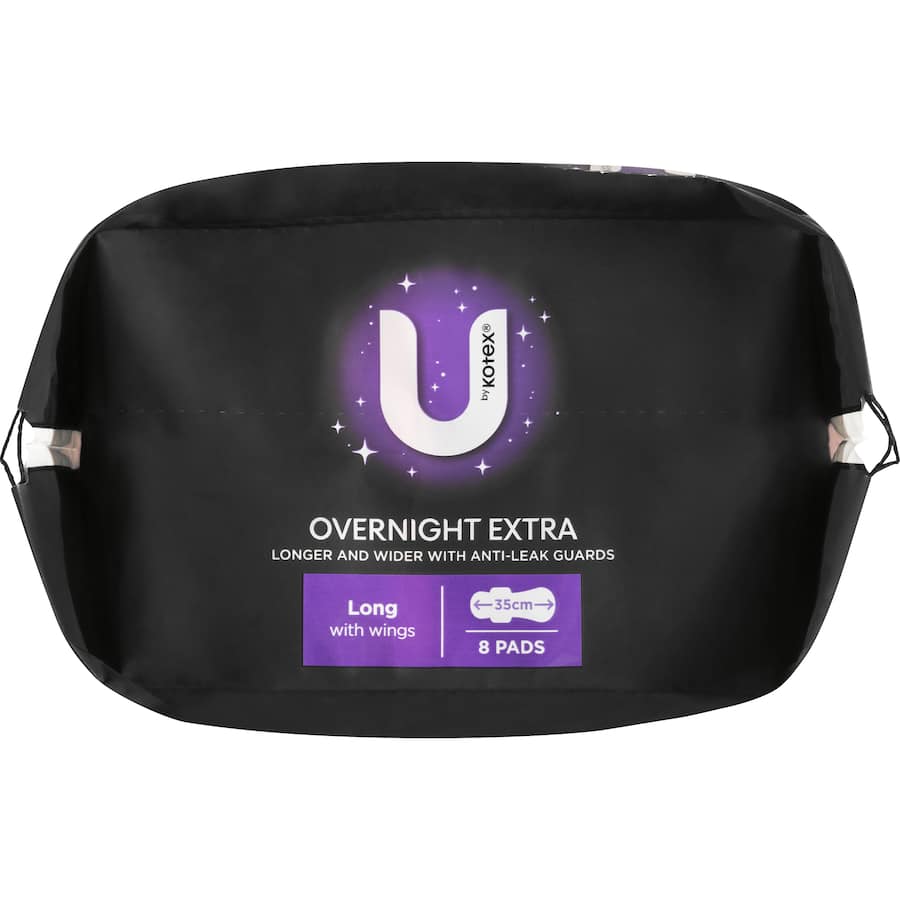 U By Kotex Pads Overnight Wings Long 8pack