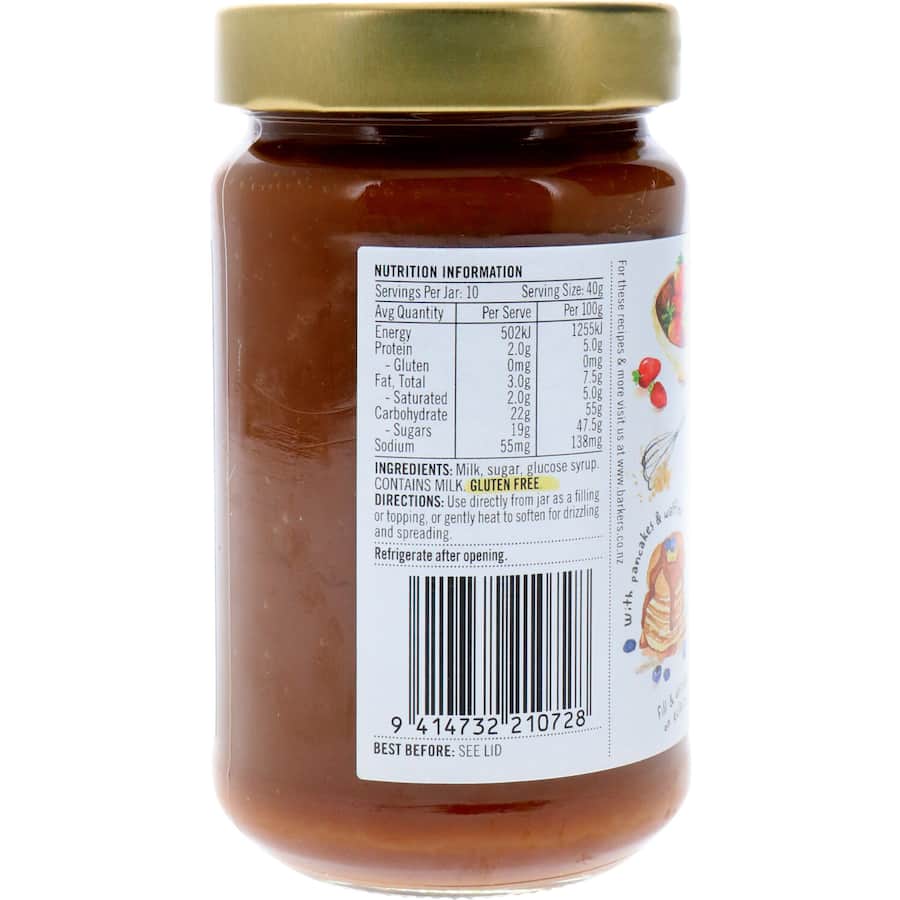 Barkers Dulce De Leche Milk Caramel Topping Jar 400g