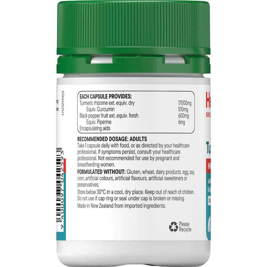 Healtheries Turmeric High Strength 17,000 capsules, providing 17,000 mg turmeric extract for health, inflammation, and immune support.