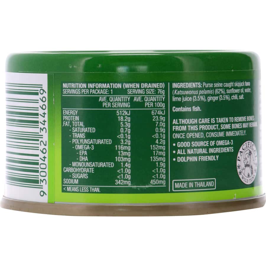 John West Tuna Chunks in Chilli, Lime & Ginger, featuring chunky tuna in oil for versatile, flavorful dishes.