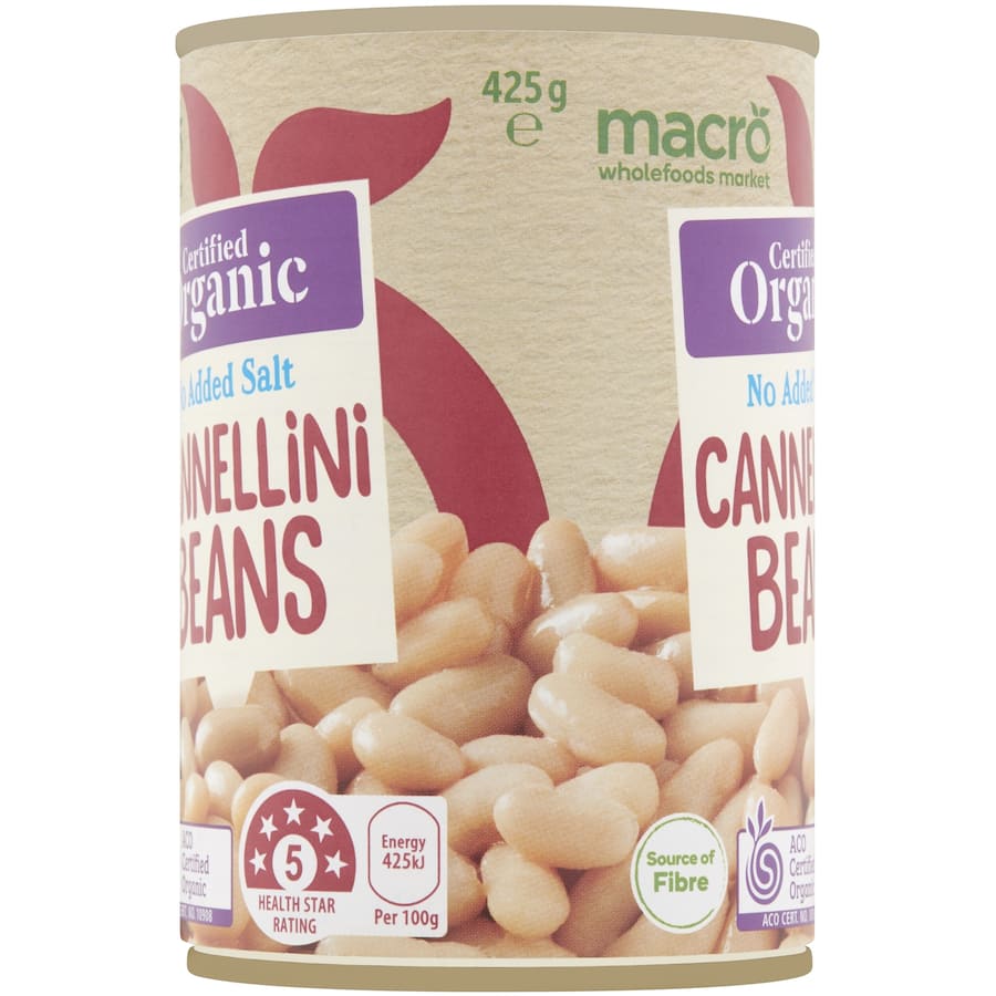 Macro Organic Cannellini Beans No Added Salt Can 425g