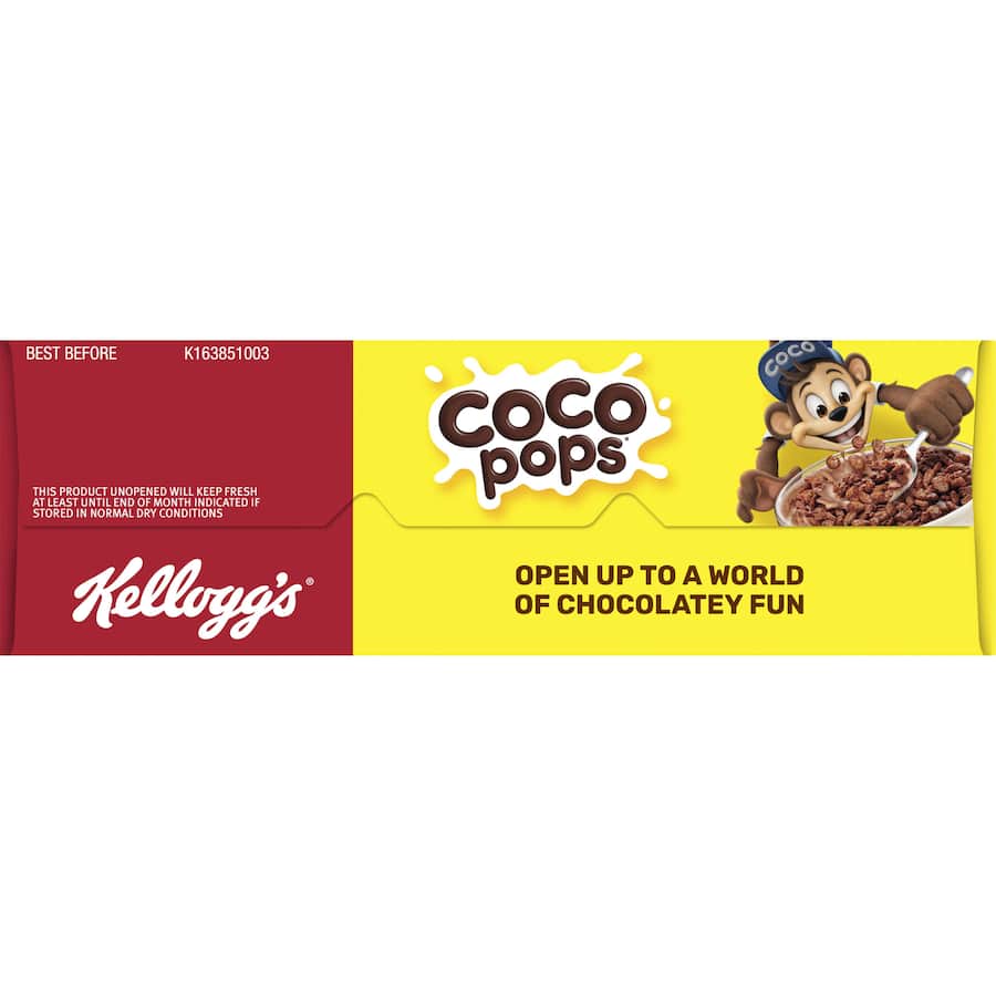 Bowl of Kellogg's Coco Pops Original cereal, featuring crunchy chocolatey puffs perfect for breakfast or snack time.