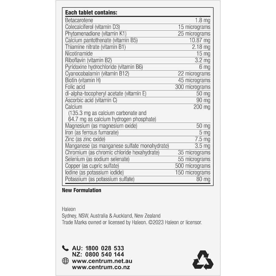 Centrum Advance Adults Daily Multivitamin for complete nutrition with vitamins and minerals for energy, immunity, and healthy skin.