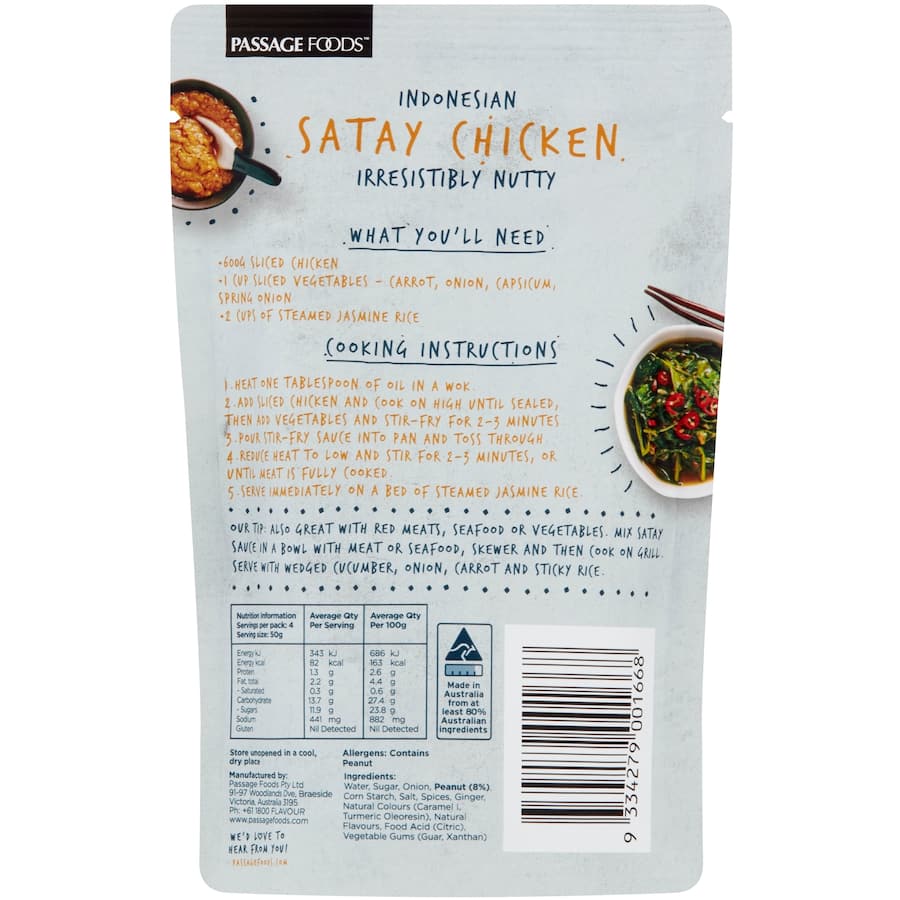 Passage To Asia Stir Fry Sauce Satay Chicken Packet 200g