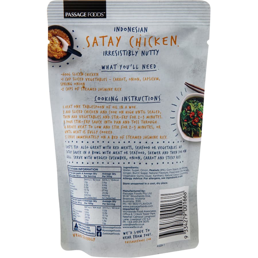 Passage To Asia Stir Fry Sauce Satay Chicken Packet 200g