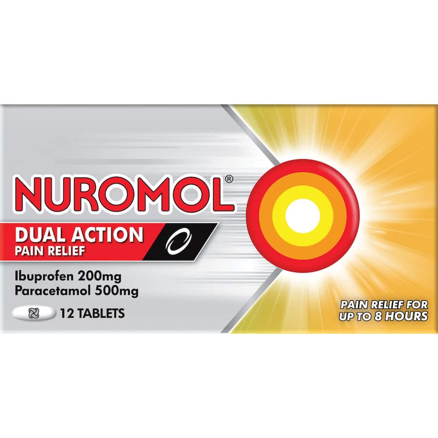 Nuromol Dual Action Ibuprofen & Paracetamol Strong Pain Relief Tablets 12pack