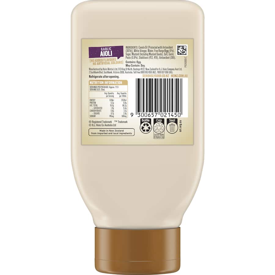 Heinz Seriously Good Aioli Garlic Squeeze bottle 295mL