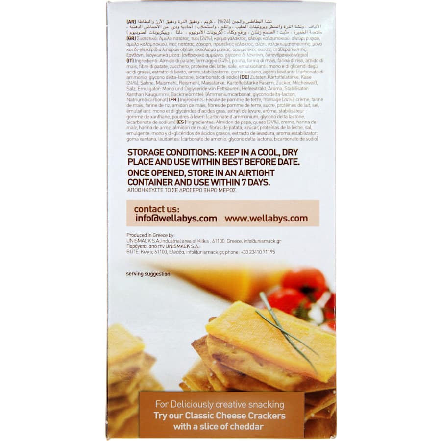 Wellabys Crackers Cheese Gluten Free 100g