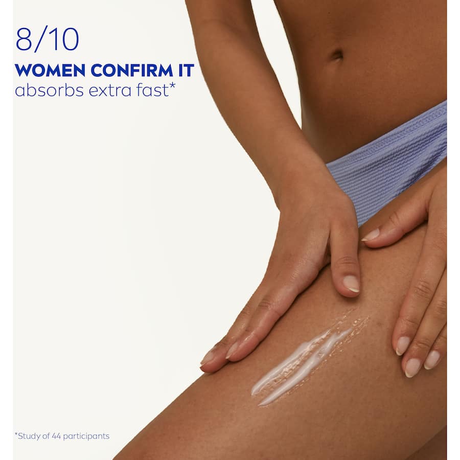 Nivea Body Lotion Irresistibly Smooth, featuring shea butter for 48 hours of deep moisture and quick absorption for soft, hydrated skin.