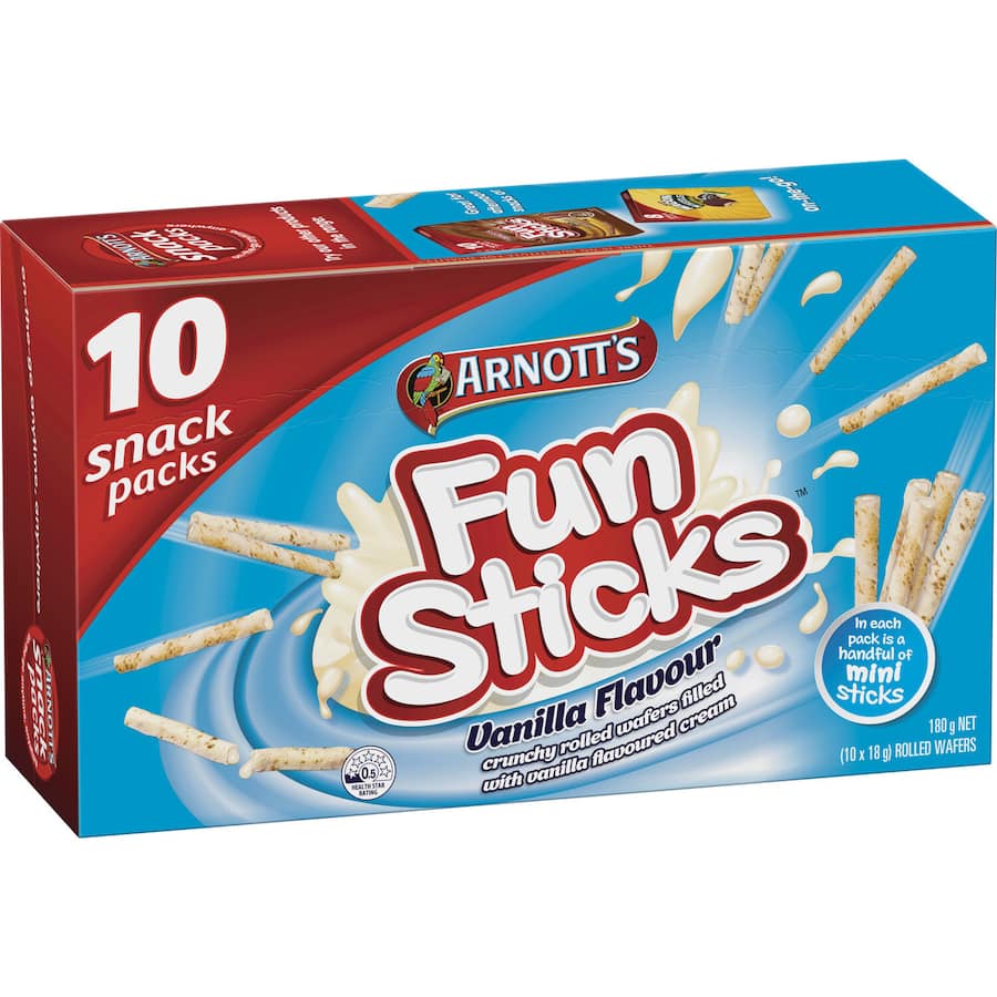 Arnotts Fun Sticks Multi Pack Vanilla 180g 10pack