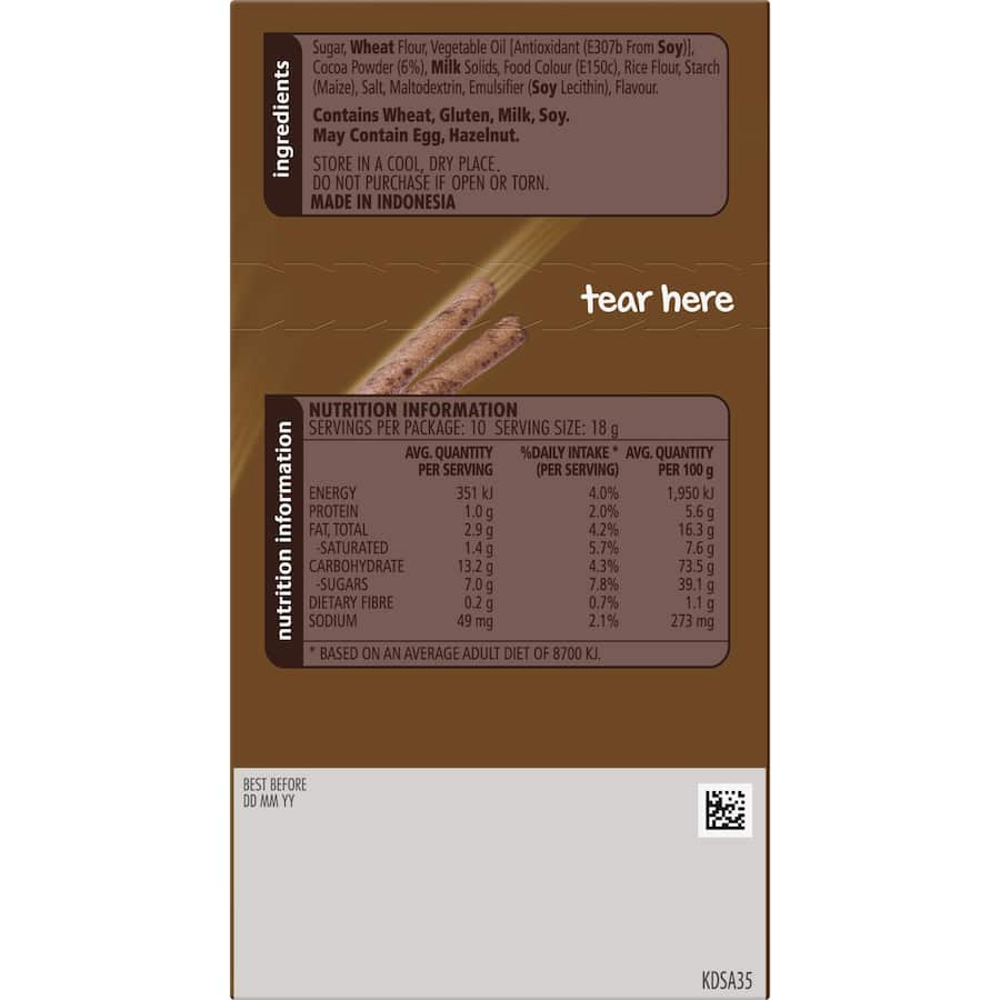 Arnotts Fun Sticks Biscuits Chocolate Snack Sticks 180g 10pack