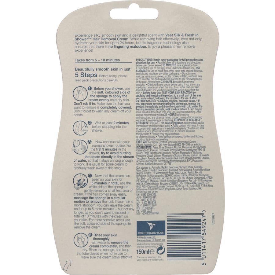 Veet Pure In Shower Hair Removal Cream Sensitive Skin 150mL