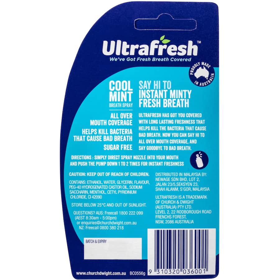 Ultra Fresh Breath Freshener Cool Mint Spray 12mL