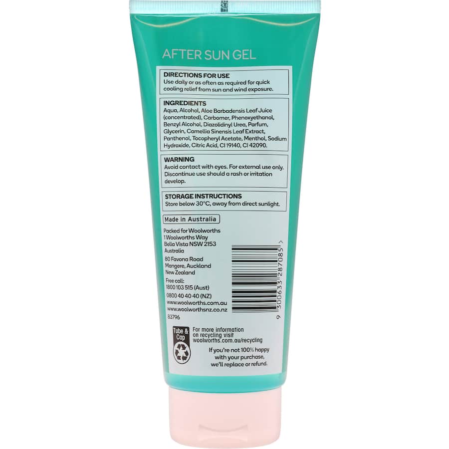 Woolworths After Sun Aloe Vera Gel Tube 200mL